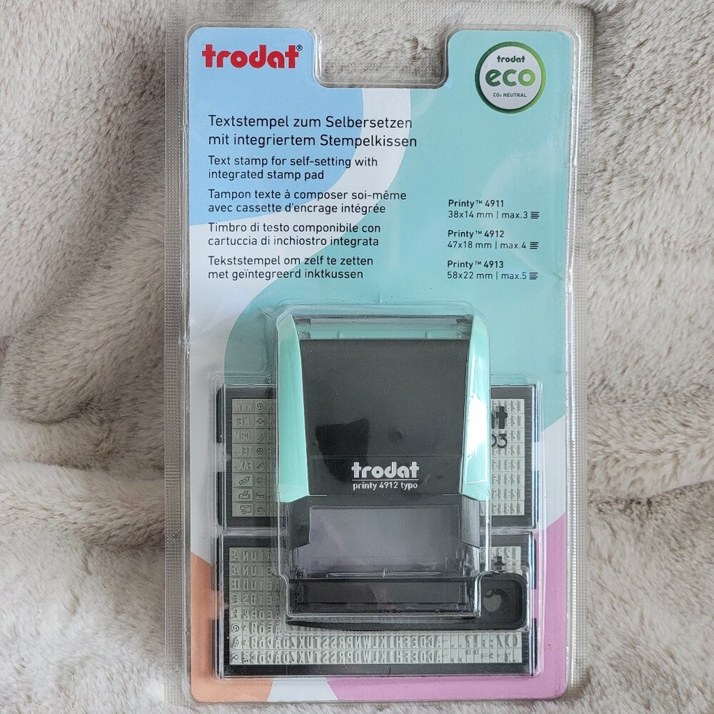 Trodat Printy 4912 TYPO Do It Yourself Stamp Kit Up to 4 Lines Brand New 046